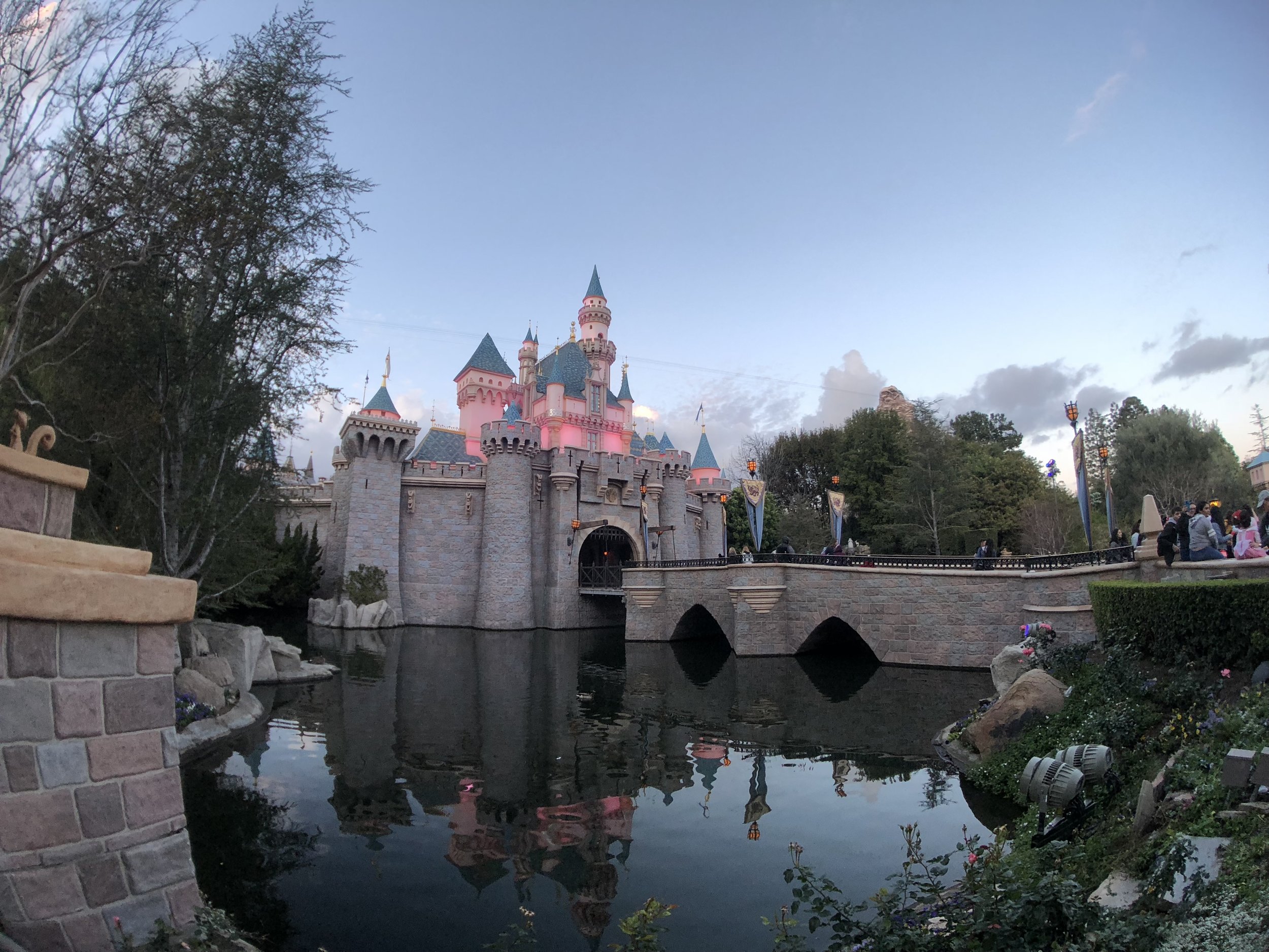 The Disneyland Castle from the same spot with the Moment Superfish lens attached. (Click to enlarge.)