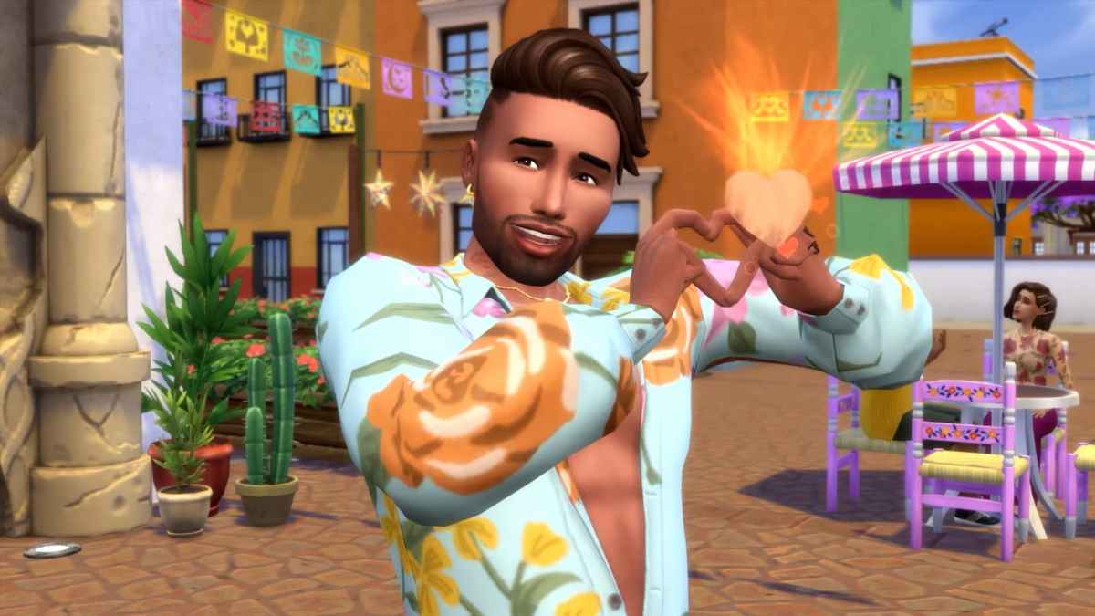 main character with heart hands in sims 4 lovestruck