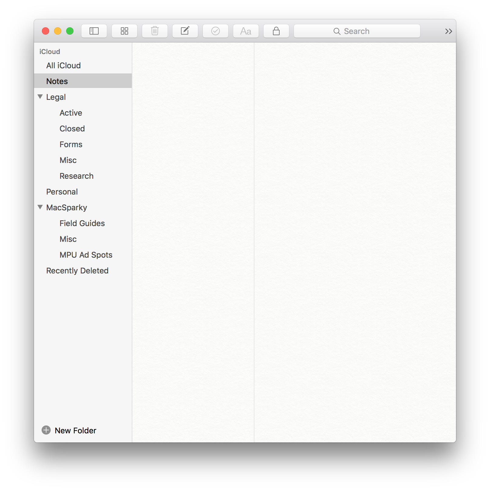 Apple Notes on Mac After Nesting Folders