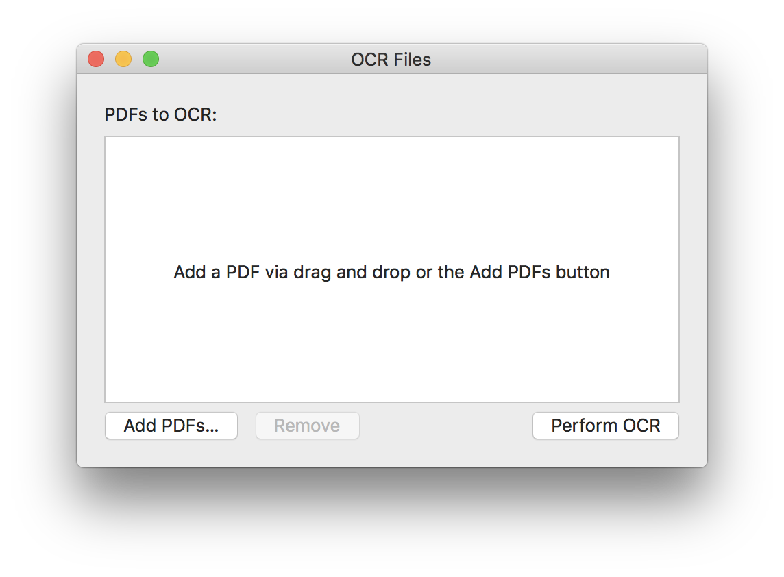 The PDFpen 10 batch OCR dialog box.